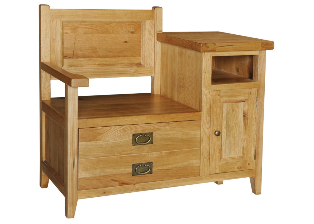 Provence Oak Telephone Bench 1 Door 1 Drawer - Click Image to Close